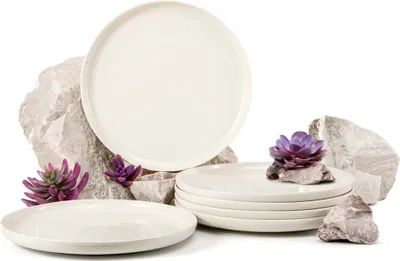 Obrázek produktu pro KONSIMO set 6 talířů na 6 osob "SORINA", krémový, porcelán, moderní, průměr 27 cm