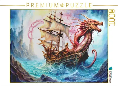 Produktbild von CALVENDO Puzzle Ein Motiv aus dem Kalender Fantasie-Drachensegelschiffe | 1000 Teile Lege-Größe 64x48cm Foto-Puzzle für glückliche Stunden