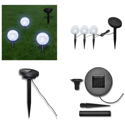 Zdjęcie produktu dla vidaXL Solarna kula świetlna 3 LED do ogrodu z kolcem uziemiającym i modułem solarnym - Lampa ogrodowa - Lampy ogrodowe - Oświetlenie zewnętrzne - Oświetlenie ogrodowe