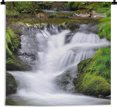 Produktbild von MuchoWow® Wandteppich Wandbehang Wasser - Natur - Wasserfall 150x150 cm Tapisserie Dekoration Wandtuch - Wohnaccessoires - Modernes