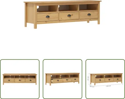 Imagen del producto de Mueble de televisión Living Store, modelo Hill, color miel, 158x40x47 cm, fabricado en madera maciza de pino