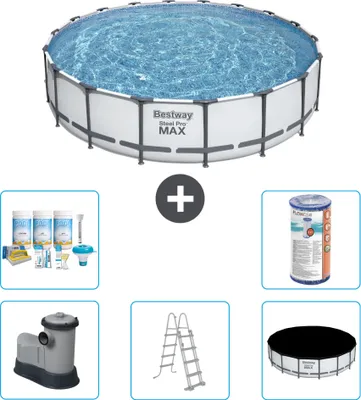 Obrázek produktu pro Kulatý bazén Bestway Steel Pro MAX - 549 x 122 cm - šedý - včetně čerpadla - žebříku - krytu - filtrace