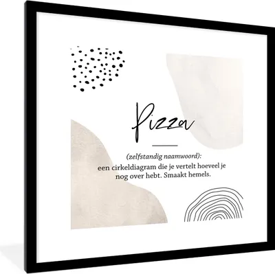 Produktbild von MuchoWow® Gerahmtes Poster Pizza - Wörterbuch - Sprichwörter - Zitate - Pizza definition 40x40 cm - Poster mit Schwarzem Bilderrahmen Wandposter Rahmen Foto Bilder - Poster - Plakat im Rahmen