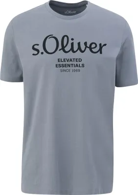 Produktbild von s.Oliver Herren T-Shirt - Basic, Logoprint, Rundhals, Baumwolle Hellgrau S