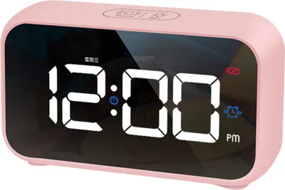 Produktbild von LED-Bluetooth-Musik-Tischuhr, intelligenter Spiegel mit Sprachsteuerung und Ladefunktion, fünf Weckergruppen,Pink