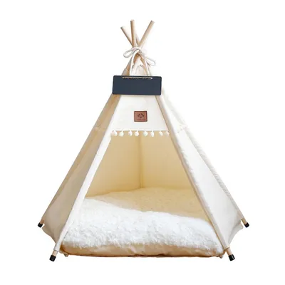 Produktbild von Haustierzelt für Katzen und Hunde,Katzenzelt mit Kissen, Tipi Zelt für Haustiere 60x60x70 cm,Katzenbett mit abnehmbar und waschbar