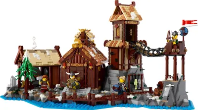 Produktbild von LEGO 21343 Ideas Wikingerdorf Modellbausatz für Erwachsene, großes Set mit Langhaus, mittelalterlicher Schmiede und Wachturm, Geschenkidee für Geschichtsfans, Männer, Frauen, Sie und Ihn