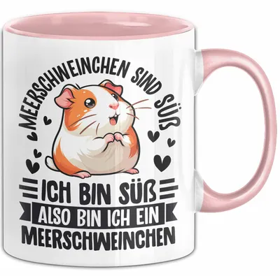 Produktbild von Meerschweinchen-Besitzer Tasse Geschenk Lustiger Spruch Meerschweinchen Sind Süß Also Bin Ich Ein Meerschweinchen (Rosa)