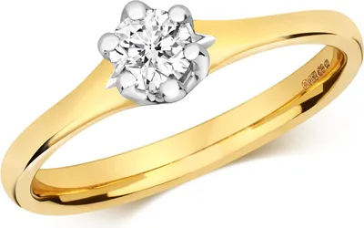 Produktbild von Funkelndes Feuer 18 Karat (750) Gold Solitär Verlobung Diamant Damenring Brillant-Schliff 0.25 Karat GH - SI2, 53 (16.9); TRS3219718KYRSM