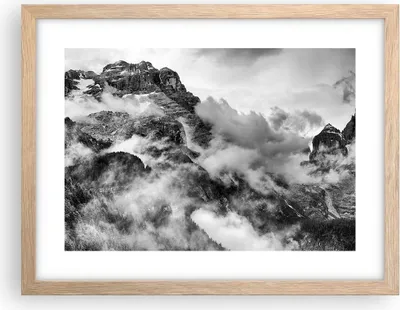 Produktbild von Gerahmtes Poster - Rahmen in heller Eiche - Berge Nebel Gipfel - 40x30 cm - Wand Bild - Wanddeko - Wandbilder - Wandposter - Bilderrahmen - Bilder - Kunstdruck - Wandbild - P2NAA40x30-3664