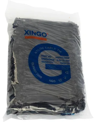 Immagine prodotto di Fascette stringicavo nere, 100 mm x 2,5 mm, confezione da 1000 pezzi, resistenti ai raggi UV, resistenza alla trazione: 8,1 kg