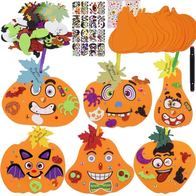 Image de Kit de loisirs créatifs sur le thème des citrouilles, comprenant 12 pièces, pour enfants