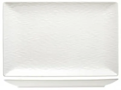 Produktbild von H&H Set mit 6 rechteckigen Tellern, wellenförmig, aus Steinzeug, weiß, 30 x 20 cm