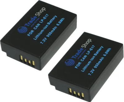 Produktbild von 2x Trade-Shop Li-Ion Akku 1700mAh Batterie kompatibel mit Canon EOS 250D 770D 850D Kiss X10 M6 Mark II Rebel SL3 RP R10 R100 Saramonic VmicLink5 RX TX RX+ TX+