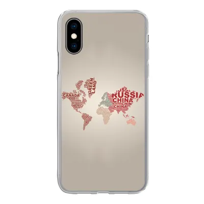 Produktbild von MuchoWow® Handyhülle Schutzhülle Hülle für iPhone X Weltkarte - Karte - Briefe Silikon Softcase Handy Hülle - Handyhülle