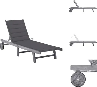 Immagine prodotto di vidaXL Lettino con cuscino in legno massiccio di acacia grigio - Lettini prendisole