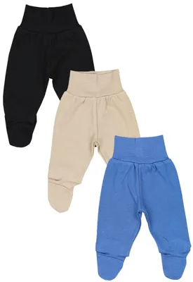 Produktbild von TupTam Baby Jungen Strampelhose mit Fuß 3er Pack, Farbe: Blau Navy Beige, Größe: 74