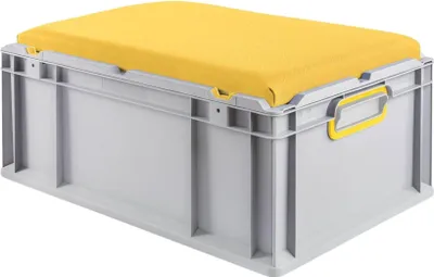 Produktbild von Eurobox NextGen Seat Box Gelb | HxBxT 26,5x40x60cm | 44 Liter | Griffe geschlossen | Grau | Eurobehälter, Sitzbox, Transportbox, Transportbehälter, Stapelbehälter