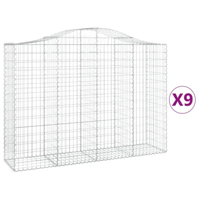 Produktbild von vidaXL Gabionen mit Hochbogen 9 Stk. 200x50x140/160cm Verzinktes Eisen