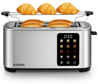 4-Scheiben-Toaster 1400W Edelstahl Langschlitze Touch-Bedienung