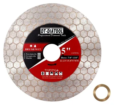Zdjęcie produktu dla Tarcza diamentowa o średnicy 125 mm do cięcia płytek, ceramiki, marmuru i sztucznego kamienia. Nadaje się do cięcia na sucho i na mokro. Wysokość diamentu: 25 mm