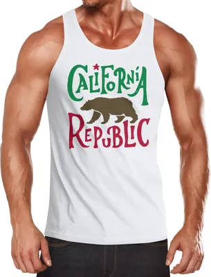 Produktbild von Herren Tank Top California Republic Bär Grizzlybär Kalifornien Slimfit Neverless  L