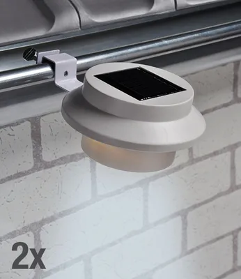 Produktbild von Hi Hi LED Solar-Dachrinnenlampen, 2er-Set, weiß