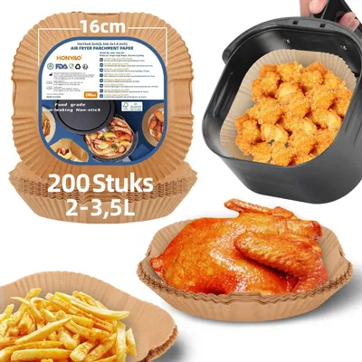 Produktbild von Backpapier für Heißluftfritteusen - 16x16 cm - 200 Stück