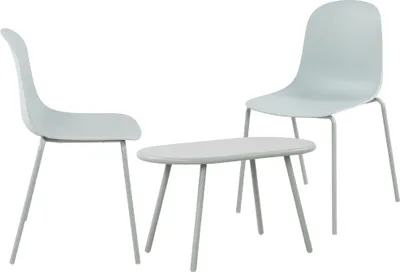 Produktbild von CLP 2er Sitzgruppe Veldin Set 1 Tisch 2 Stapelstühle wetterfest UV-beständig türkis