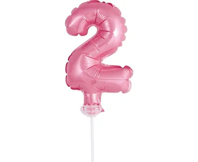 Produktbild von Kuchendeko Mini Folienballon rosa Zahl 2