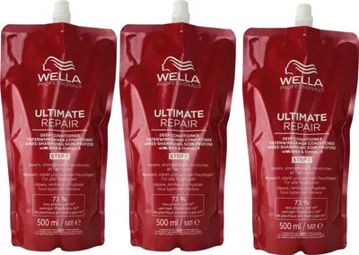 Produktbild von Wella Ultimate Repair Deep Conditioner 3 x 500 ml Nachfüllpack geschädigtes & strapaziertes Haar Set