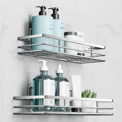 Obrázok produktu pre Sprchová vanička bez vŕtania sada 2 ks - strieborná 30 x 11 x 5 cm