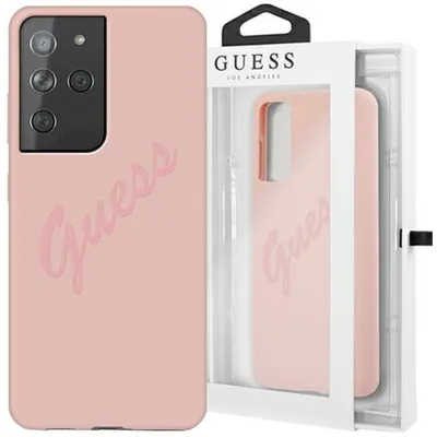 Produktbild von Guess GUHCS21LLSVSPI S21 Ultra G998 pink/pink Hardcase Script Vintage Handyhülle