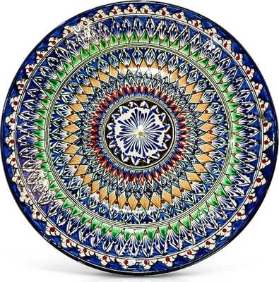 Produktbild von Lagan - Risсhtan, Keramik, Handarbeit, Muster MIX, Ø 42 cm Glasur Teller Handarbeit Oriental Usbekische