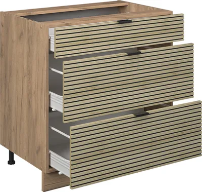 Obrázok produktu pre Kuchynská spodná skrinka Vicco Fame-Line Dubový panel 80 cm s 3 zásuvkami, bez AP, Model 51886