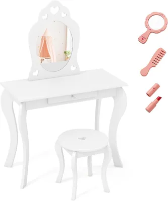 Produktbild von FANTASK 2 in 1 Kinderfrisiertisch-Set, Schminktisch für Kinder Mädchen mit dreif