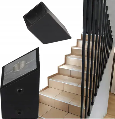 Produktbild von Vierkantprofilhalter - 25 x 25 mm - Schräg 32° - Abdeckrosette - Geländerbauteil - für Geländer - Pulverbeschichteter Stahl - Schwarz