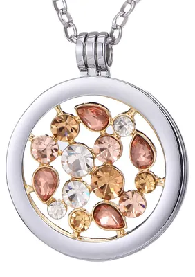 Produktbild von Morella Damen Halskette 70 cm Edelstahl mit Amulett und Coin 33 mm Tropfen in Schmuckbeutel