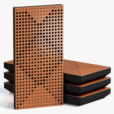 Obrázek produktu pro Sada 10 tenkých akustických panelů WILDS-F, potah samet, rozměry 50x25 cm, barva: ořech/černá