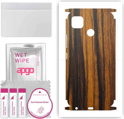 Produktbild von apgo Rückseite + Seiten Schutzfolie, Skin, kompatibel mit Tecno Pop 4, Hinten Displayschutzfolie aus Vinylfolie, kratzfest, einfache Montage - Tigerwood