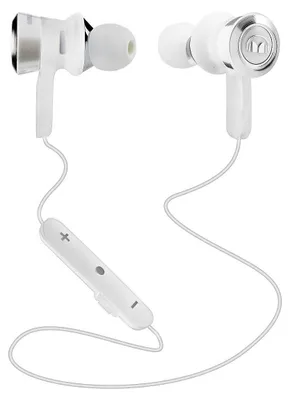 Immagine prodotto di Cuffie auricolari wireless Clarity HD, con archetto, Bluetooth, colore bianco e cromato, auricolari in-ear
