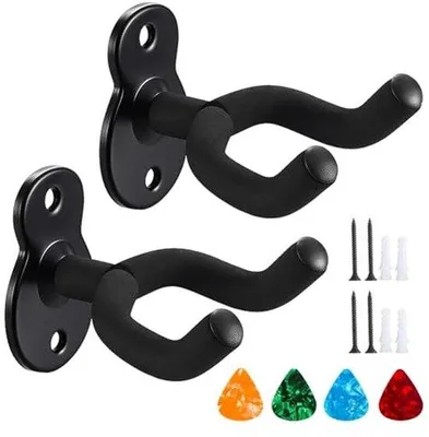 Imagen del producto de Ganchos metálicos para guitarra (2+4 unidades), soporte para guitarra, accesorios para ukelele y violín