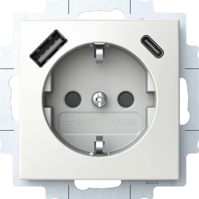 Zdjęcie produktu dla BUSCH JAEGER SCHUKO Steckdose USB-A+C 20 EUCB2USBAC-914 (2CKA002011A6298)