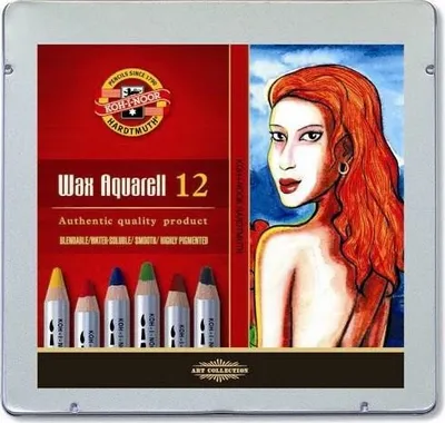 Obrázek produktu pro Koh-i-noor WAX AQUARELL 8282/12 - akvarelové pastely v plechovém pouzdře - 12 ks