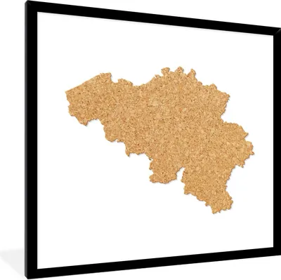 Produktbild von MuchoWow® Gerahmtes Poster Eine Illustration von Belgien aus Kork 40x40 cm - Poster mit Schwarzem Bilderrahmen Wandposter Rahmen Foto Bilder - Mit Rahmen - Wanddekoration Schlafzimmer