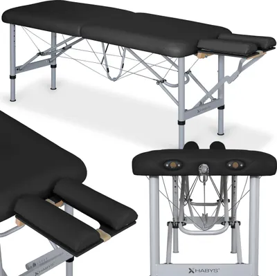 Obrázek produktu pro Habys masážní stůl Chiro Ultralux 19 | Skládací pojízdný | Výškově nastavitelný přenosný | Hliníková černá černá