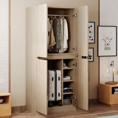 Immagine prodotto di Armadio a due ante con vano contenitore in legno