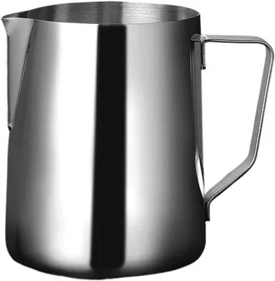 Productafbeelding van Melkschuimkan - Barista-set - Latte-art - Druppelvrije tuit - 350 ml - Zilverkleurig