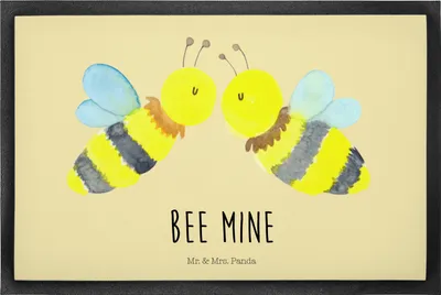 Produktbild von Mr. & Mrs. Panda fußmatte Biene Liebe 40 x 60 cm - Gelb Pastell - Geschenk, Türmatte, Schuhabstreifer, Bodenvorleger, Schmutzmatte, Schmutzfangmatte