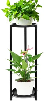 Productafbeelding van Plantenrek van metaal, bloempotstandaard voor binnen en buiten, multifunctioneel voor terras en balkon